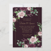 不機嫌な情熱 |ドラマチックな紫のワインローズブーケ 招待状 (正面)