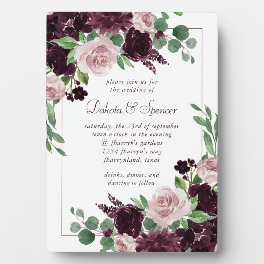 不機嫌な情熱 |劇的なバラキープサケ招待状 フォトプラーク (正面)