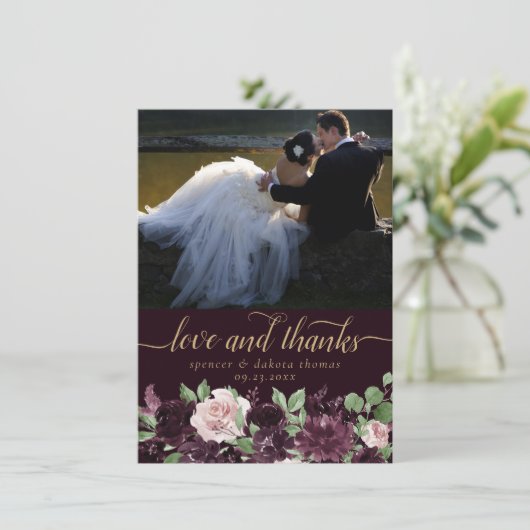 不機嫌な情熱 |紫のドラマチックなワインのフローラ写真 サンキューカード (スタンド正面)