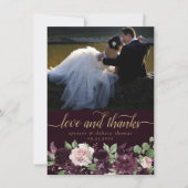 不機嫌な情熱 |紫のドラマチックなワインのフローラ写真 サンキューカード (正面)