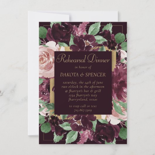 不機嫌な情熱 |紫リハーサルの劇的なディナー 招待状 (正面)