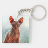 不機嫌な毛のないスフィンクス猫 キーホルダー (裏面)