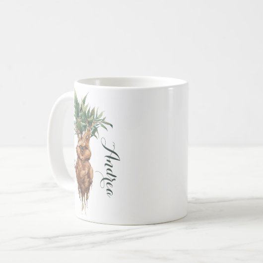 不機嫌な水の色のマンドレークプラント名前をカスタムする コーヒーマグカップ (正面左)
