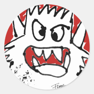 不機嫌な漫画モンスターのステッカー ラウンドシール