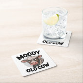 不機嫌な牛の恋人のギフト皮肉な農家ファームスクアール スクエアペーパーコースター (インサイチュ)