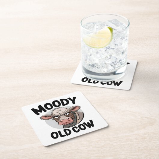 不機嫌な牛の恋人のギフト皮肉な農家ファーム スクエアペーパーコースター (インサイチュ)