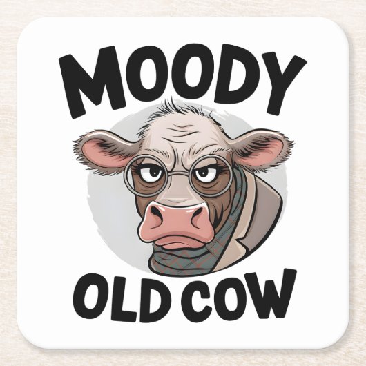 不機嫌な牛の恋人のギフト皮肉な農家ファーム スクエアペーパーコースター (正面)