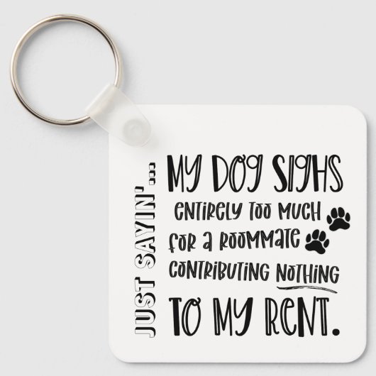 不機嫌な犬のおもしろい引用文両面写真 キーホルダー (正面)