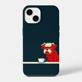 不機嫌な犬のコーヒータイム – かわいいミニマリスト電話Cas iPhone 14ケース