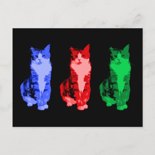 不機嫌な猫のアーポップ・アートのト ポストカード (正面)