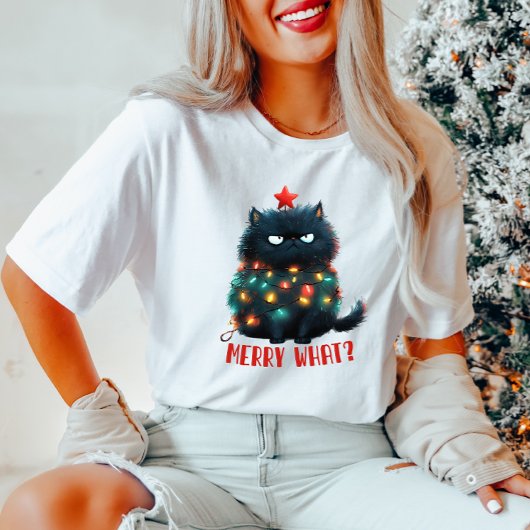 不機嫌な猫のクリスマスシャツ Tシャツ