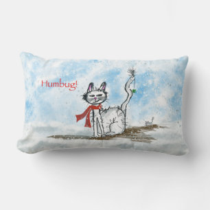 不機嫌な猫のクリスマスピロー ランバークッション