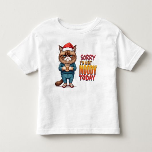 不機嫌な猫のクリスマスムード トドラーTシャツ (正面)