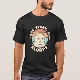 不機嫌な猫のコーヒーカップ Cool Story Cat Slubs Tシャツ