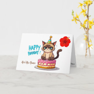 不機嫌な猫のバースデーケーキ おもしろ 誕生日おめでとう カード