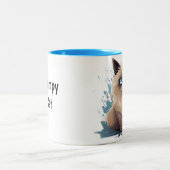 不機嫌な猫のマグカップ ツートーンマグカップ (中央)