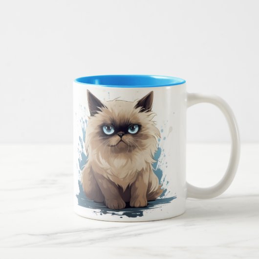 不機嫌な猫のマグカップ ツートーンマグカップ (右)
