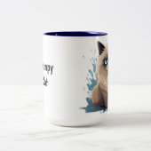 不機嫌な猫のマグカップ ツートーンマグカップ (中央)