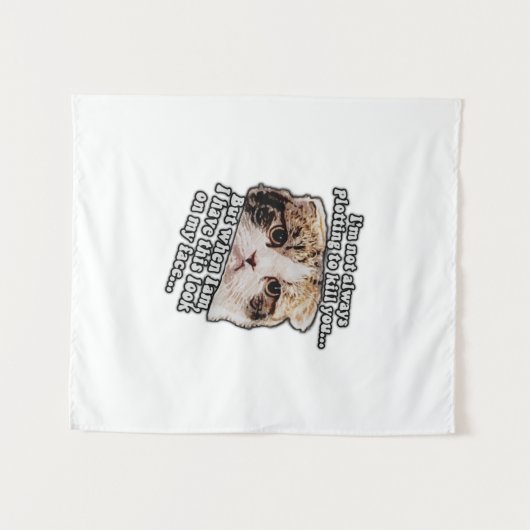 不機嫌な猫のミーム - 猫の飼い主や子猫好きのための タペストリー (正面(横))