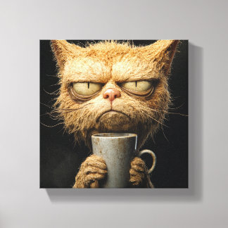 不機嫌な猫の朝のコーヒー キャンバスプリント