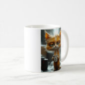 不機嫌な猫の朝のコーヒー コーヒーマグカップ (正面右)
