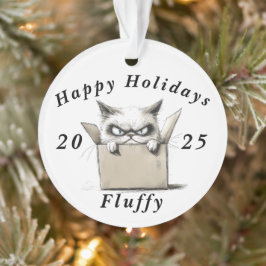 不機嫌な猫の皮肉なハッピーホリデークリスマス オーナメント