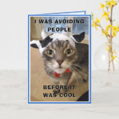 不機嫌な猫の誕生日カード カード (黄色い花)