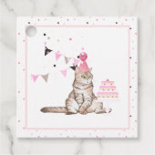 不機嫌な猫の誕生日パーティーメッセージカード フェイバータグ (正面)