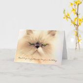 不機嫌な猫の誕生日 カード (黄色い花)