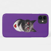 不機嫌な猫の赤い目とハートの首輪のTシャツ – Fu Case-Mate iPhoneケース (裏面(横))