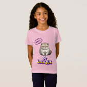 不機嫌な猫の「やった!私ってユニーク!」面白いキッズTシャツ Tシャツ (正面フル)