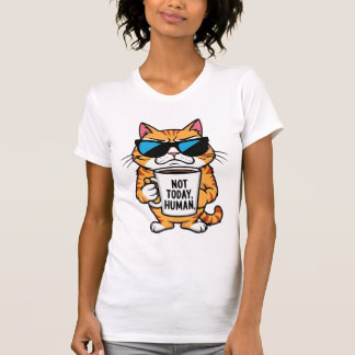 不機嫌な猫は今日ではない人間おもしろいのコーヒーTシャツ Tシャツ