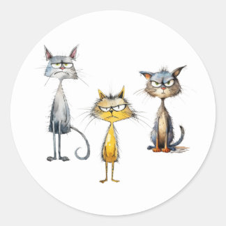 不機嫌な猫シール ラウンドシール