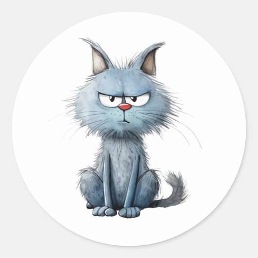不機嫌な猫シール ラウンドシール (正面)