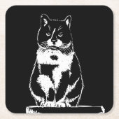 不機嫌な猫テーブルコースター スクエアペーパーコースター (正面)