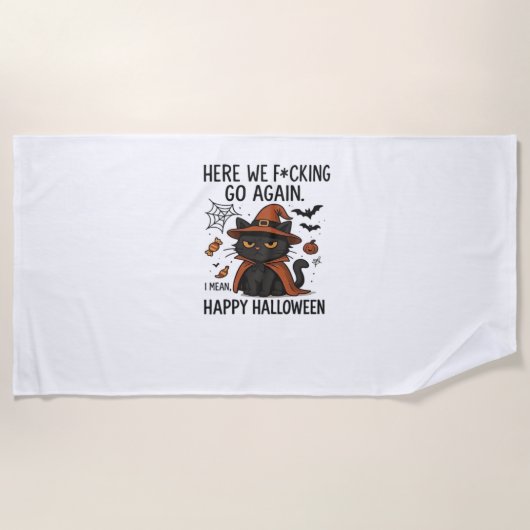 不機嫌な猫ハロウィンクラシックのTシャツ ビーチタオル (正面)