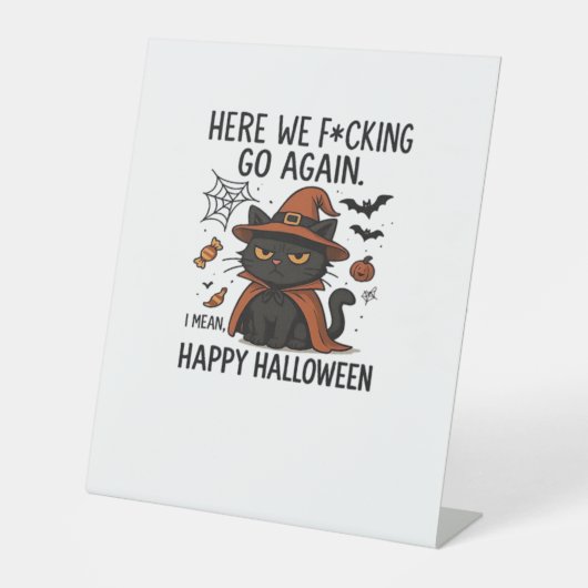 不機嫌な猫ハロウィンクラシックのTシャツ 台座サイン (正面)