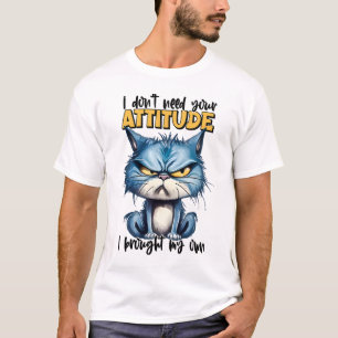 不機嫌な猫態度おもしろい動物の皮肉引用文 Tシャツ