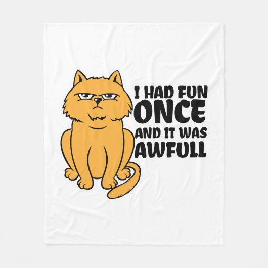 不機嫌な猫 – ミームおもしろい猫 フリースブランケット (正面)