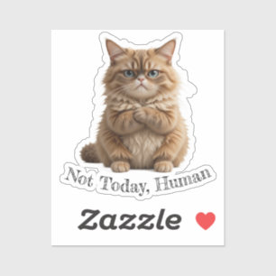 不機嫌な猫「今日ではない、人間おもしろい」ペットミーム シール