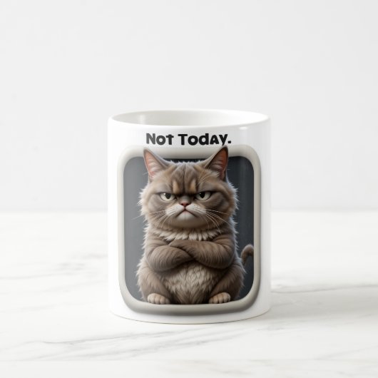 不機嫌な猫「Not Today」おもしろい猫怒のデザイン コーヒーマグカップ (中央)