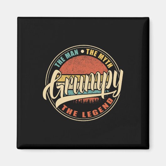 不機嫌な男の神話の伝説のヴィンテージレトロF マグネット (正面)