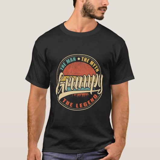 不機嫌な男 神話の男 伝説の男 ヴィンテージ レトロ F Tシャツ (正面)