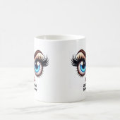 不機嫌な目つきの変顔 コーヒーマグカップ (中央)