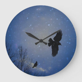 不機嫌な空を飛ぶ ラージ壁時計