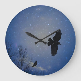 不機嫌な空を飛ぶ ラージ壁時計