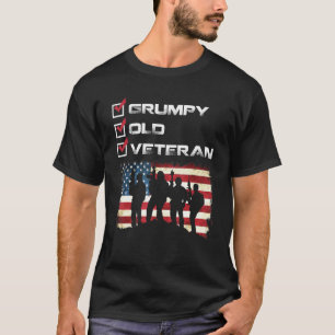 不機嫌な老退役軍人愛国的アメリカ軍隊獣医 Tシャツ