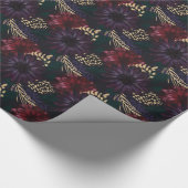 不機嫌な花模様、金ゴールドPinecone及び小ぎれいなクリスマス ラッピングペーパー (角)