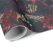 不機嫌な花模様、金ゴールドPinecone及び小ぎれいなクリスマス ラッピングペーパー (ロールコーナー)