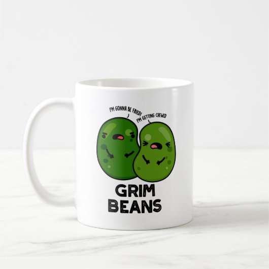不機嫌な豆の面白い野菜ダジャレ コーヒーマグカップ (左)